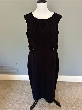 White House Black Market Black Sleeveless Midi Sheath Dress